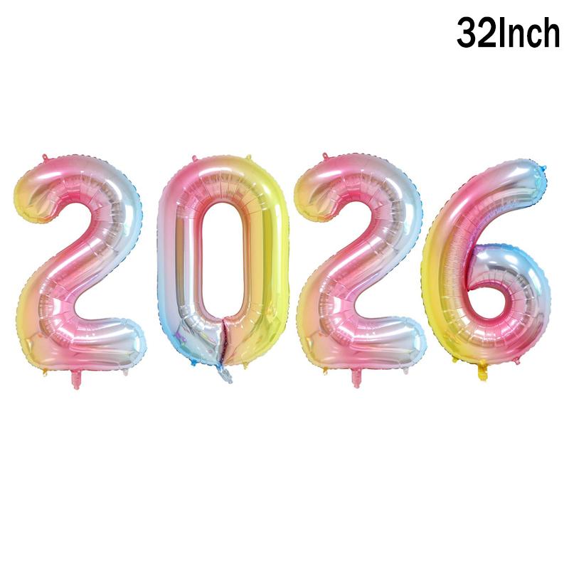 4pcs/set 2026 New Year Balloons Christmas Digital Foil Balloon Home Decor Chinese Spring Festival Baloon Navidad Party Supply