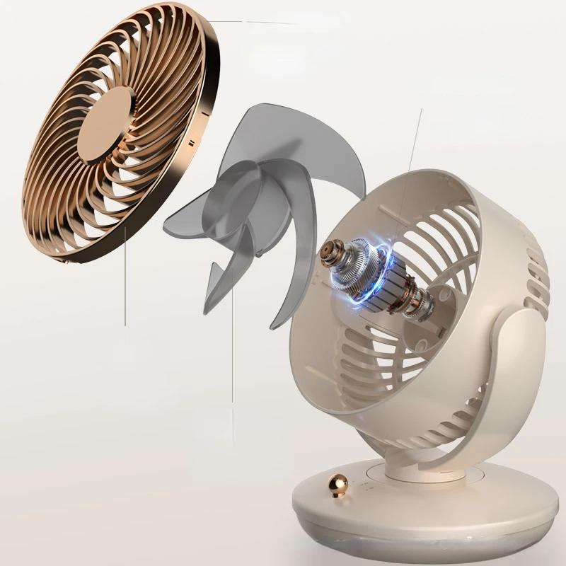 Desktop Rechargeable Fan Small Portable Air Conditioning Appliances Auto Rotation Ventilador 3-speed Wind Silent for Home Office