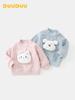 DUUDUU Unisex Fleece-Lined Hoodie for Kids - 2025 Autumn/Winter Korean Style