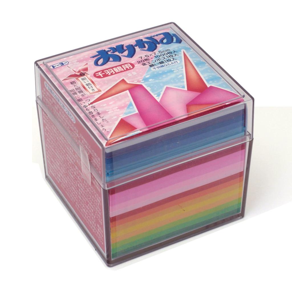 Papel Toyo Origami para Fazer 1000 com Plástico 20 Folhas 1000 Garças, Estojo, Quadrado de 7,5 cm, Cores, (002004)