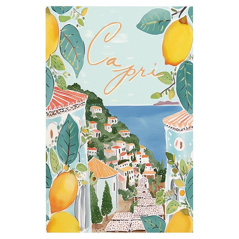 Plakát a tisk La Dolce Vita Retro Spritz Koktejl Plátno Malba Itálie Amalfské pobřeží Cestování Nástěnné umění Ložnice Domácí dekorace