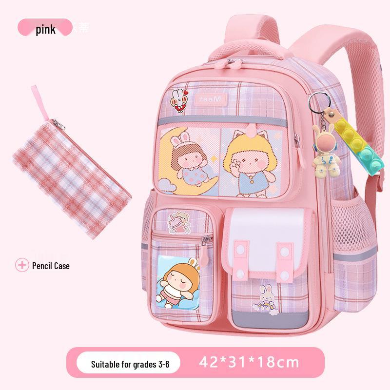 2025 Plaid Backpack: Large Capacity School Bag for Elementary to Junior High Students