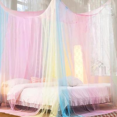 Double Bed Mosquito Net Fine Mesh Canopy Breathable 4 Corner Summer Bed Curtain