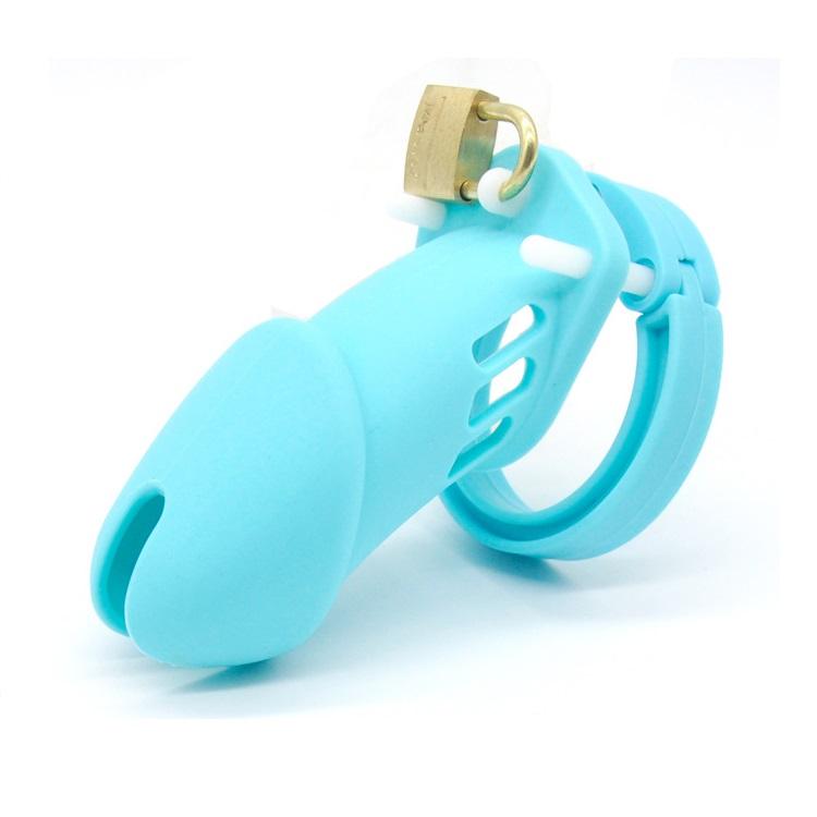 Sex Products Comfortable Durable Customized Male Chastity Device Silicon Control Cock Cage with 5 Sized Rings