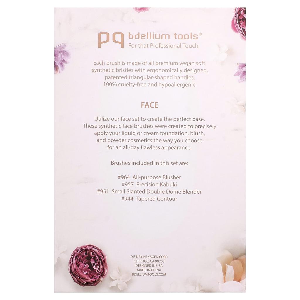 Bdellium Tools, Face Brush Set, 4 Brushes