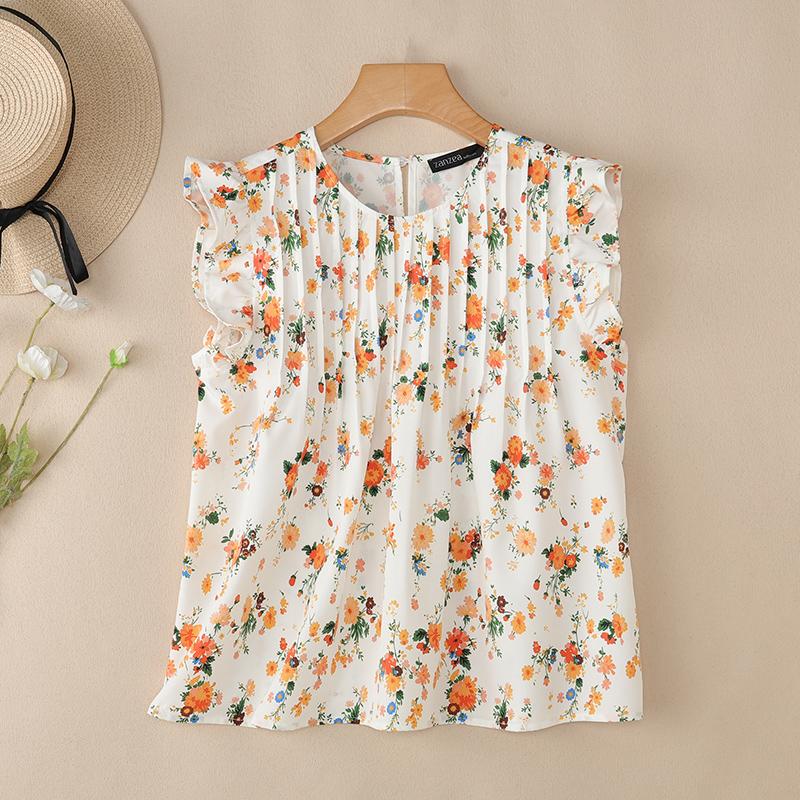 ZANZEA Women Casual Round Neck Loose Sleeveless Floral Print Tank Tops S