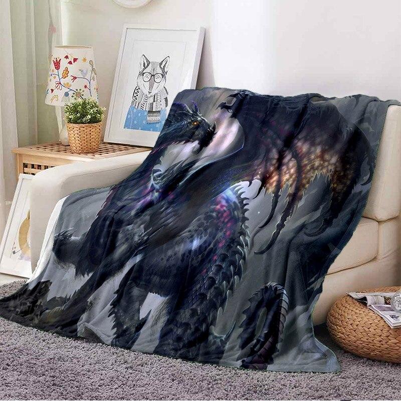 

Тепла зручна ковдра з малюнком дракона з 3D-друком підходить для домашнього офісу, туристичне ліжко, диван, ковдра Siesta, ковдру, яку можна прати. 100x150cm