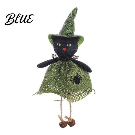 Festive Halloween Ornament Hanging Decoration Spooky Pumpkin/Ghost/Witch/Black Cat Doll with Scary Witch Burlap Skirt for Haunted House