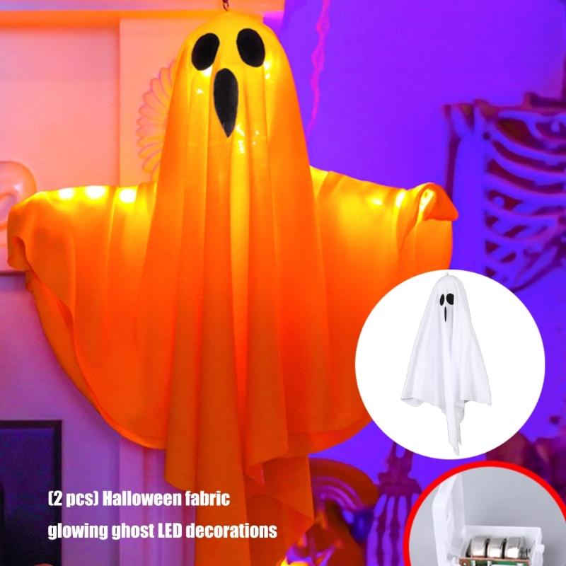Pack Of 2 Glowing Hanging Phantoms Figures Halloween Party Supplies Outdoor Safe Easy Installation Festival Atmosphere