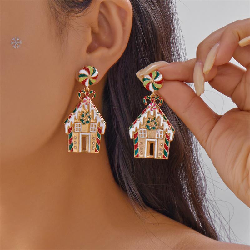 Light Luxury Full Rhinestone Snowman Dangle Earrings for Women Creative Snowflake Santa Claus Earrings Friendship Party Jewelry