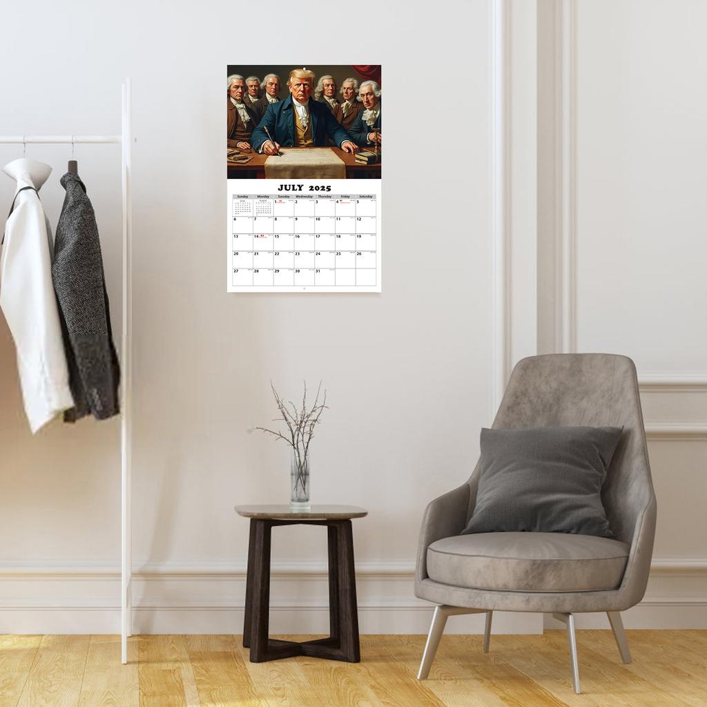 Presidentveggkalender 2025 – Presidentdesign, Månedskalender med fantastiske bilder, Perfekt for MAGA-supportere, Premium glanset finish