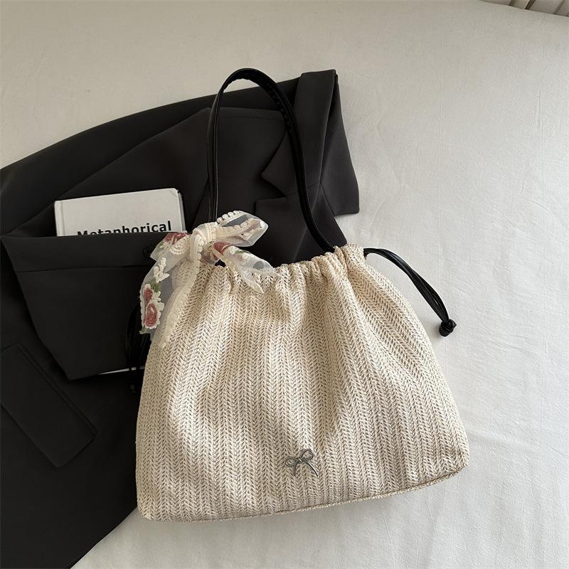 Xia Shangxin Straw Beach Fresh 2025 Popular New Trendy Fashion Simple Large Capacity Portable Shoulder Tote Bag