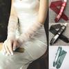 Women's Ultra Thin Photography Elbow Long Tulle Gloves Full Finger Transparent Dress Gloves Party Accessory Sheer Lace