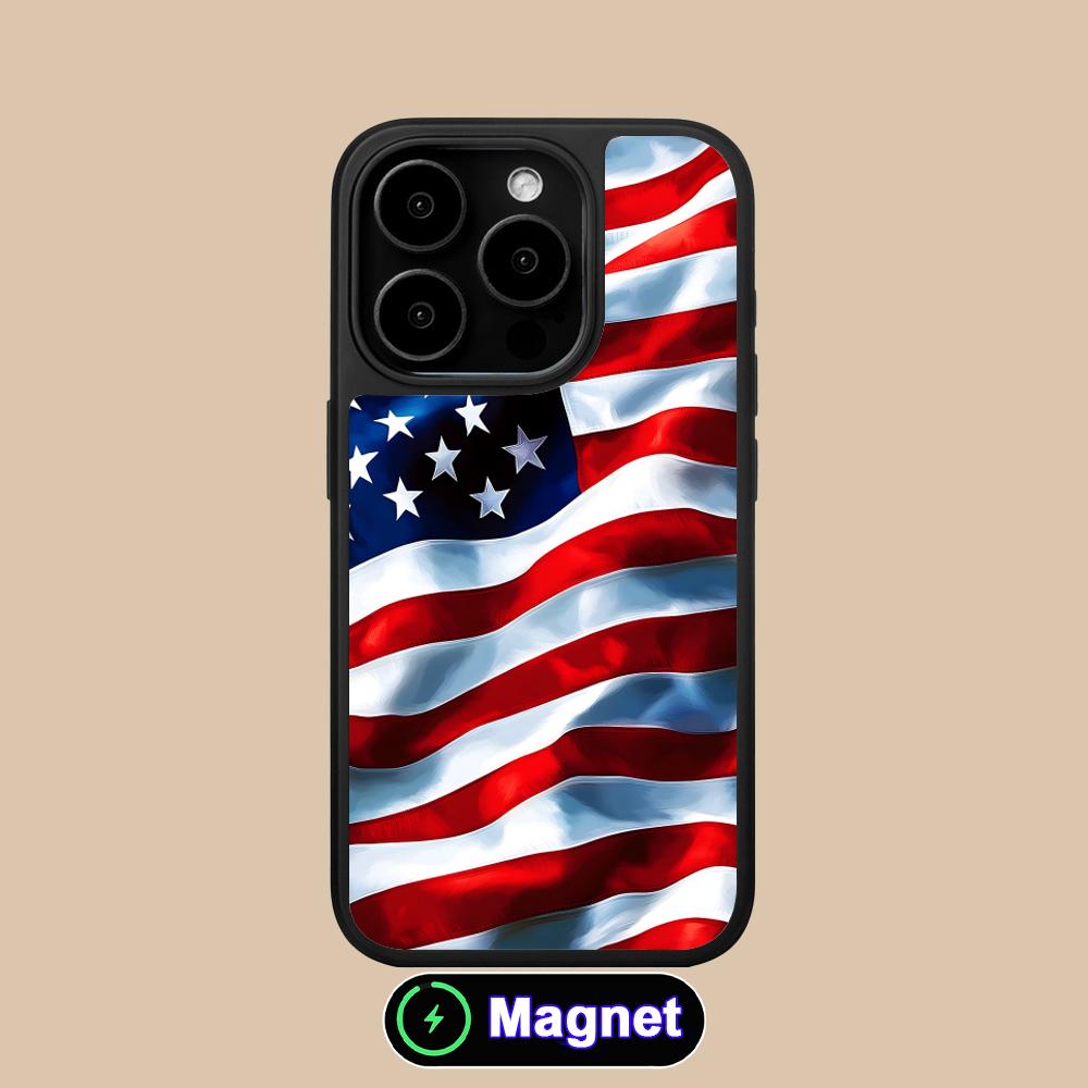 USA America Flag Matte Surface Magsafe Mobile Phone Case for iPhone 17 16 15 14 13 12 11 Air Pro Max Plus Colorful Cover