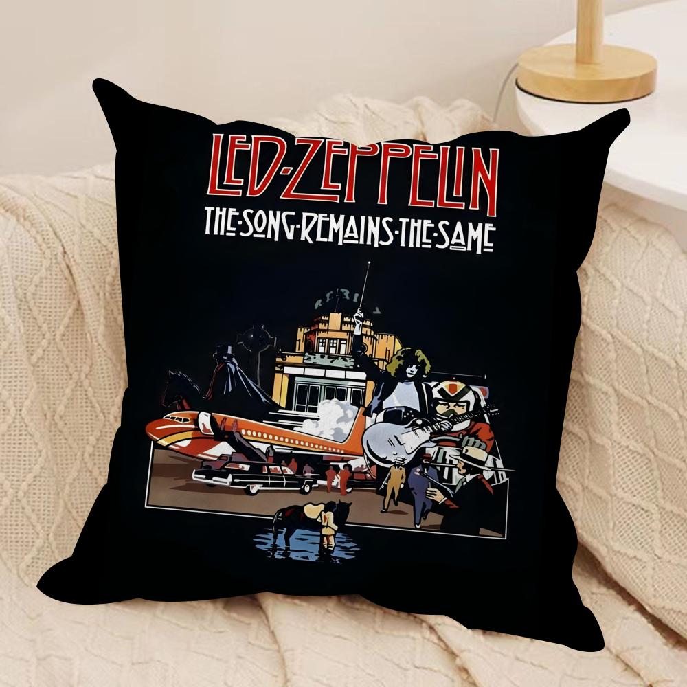 Band Lled Zzeppelin Cushion Cover Silky Short Plush Sofa Pillow Cover Hidden Zipper Soft Dustproof Case for Home Decor