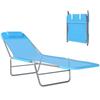 Folding Sun Lounger with Reclining Backrest and Cushion. 182x56x24.5cm