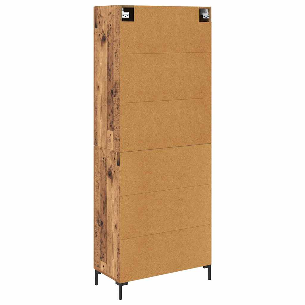 Wall Mounted Highboard Reclaimed Wood Look 69.5 x 34 x 180 cm Particleboard