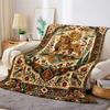 Vintage Lion Tapestry Flannel Blanket Warm Soft Halloween Christmas Couch Warm Cozy Decorative Decor Gift For All Season