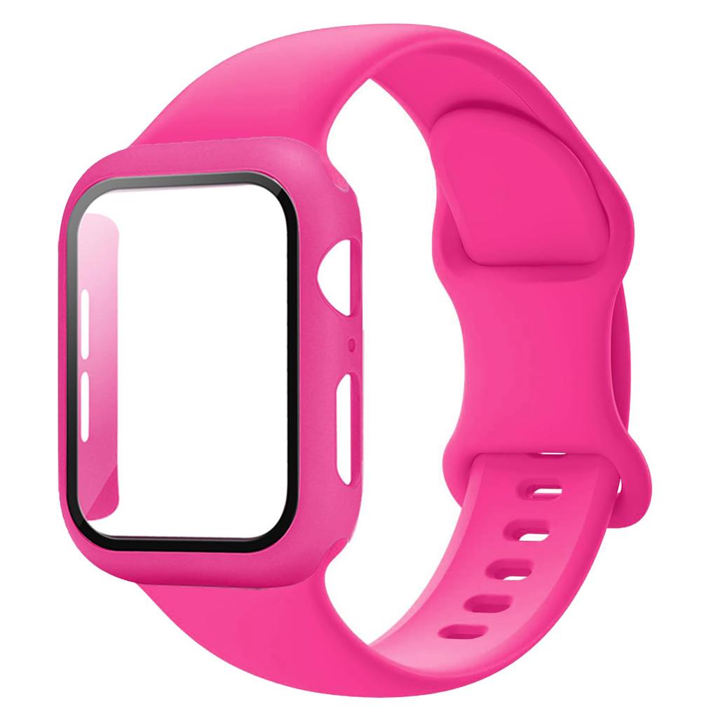 PC Case+Straps For Apple Watch band 44mm 45mm 40mm 46mm 41mm 42mm 49mm Sport Silicone Bracelet iWatch series 10 8 7 se 9 ultra 2