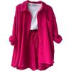 2024 Autumn Women's Two-Piece Set: Wrinkled Long Sleeve Shirt & High Waist Drawstring Shorts
