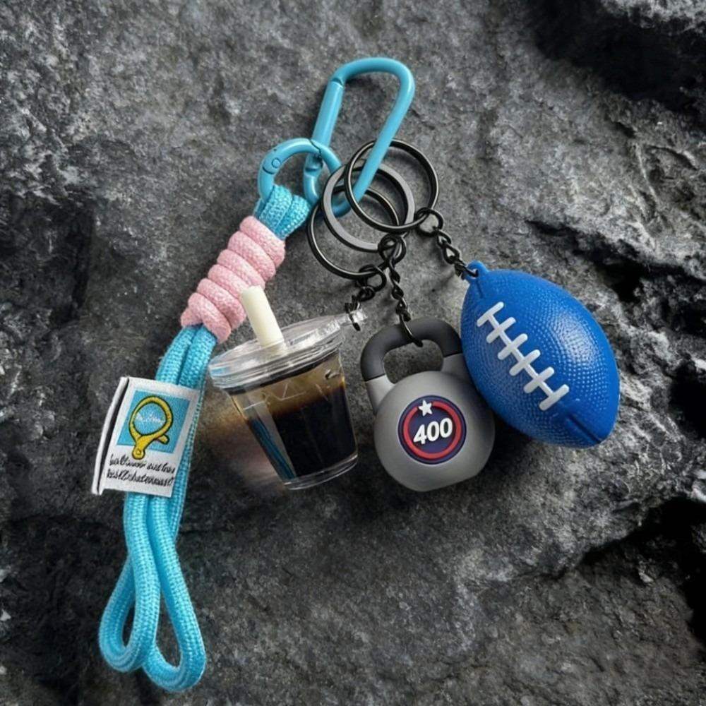 Dopamine Rugby Dumbbells Keyring Detachable Iced Americano Pendant Fitness Series Keychain Gifts