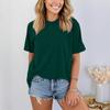 Women Fashionable Short Sleeve Soild Casual Basic  Pullover T-shirt Top