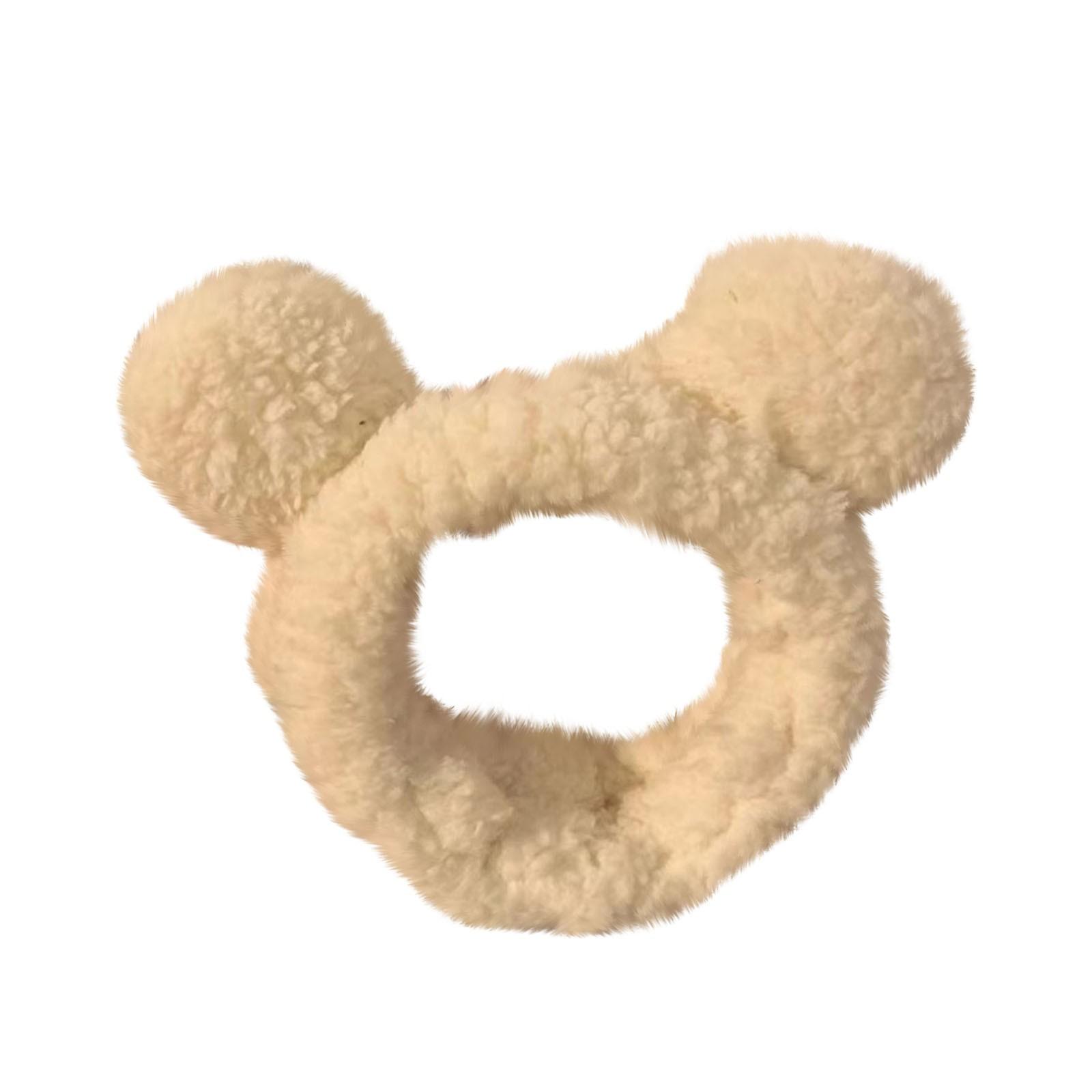 

Корейская милая повязка на голову с ушками медведя для мытья лица, женская и зимняя маска для лица с широкополой повязкой на голову, аксессуары для волос One Size бежевый