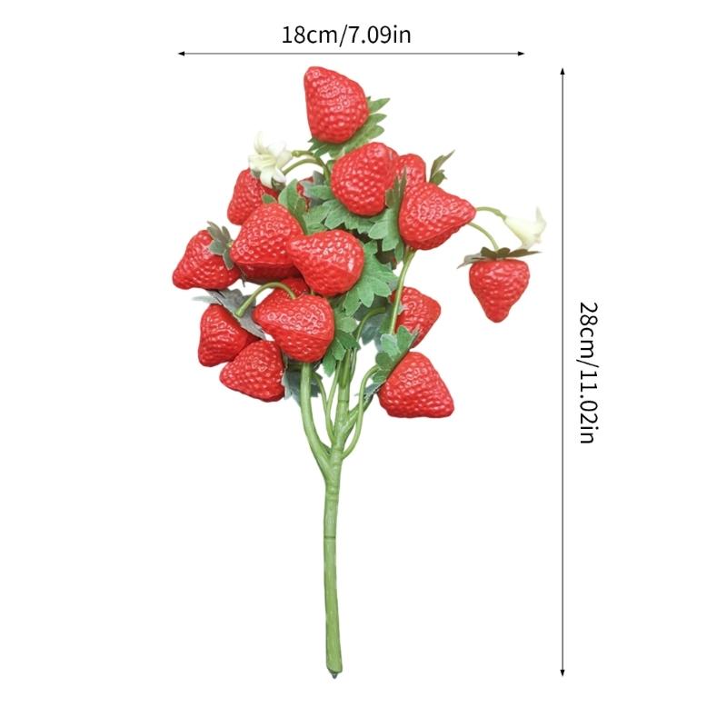 Sztuczna łodyga truskawki Plastikowy owoc Ekspozycja DIY Materiały rzemieślnicze Na wydarzenie festiwalowe Sezonowe dekoracje do domu biura
