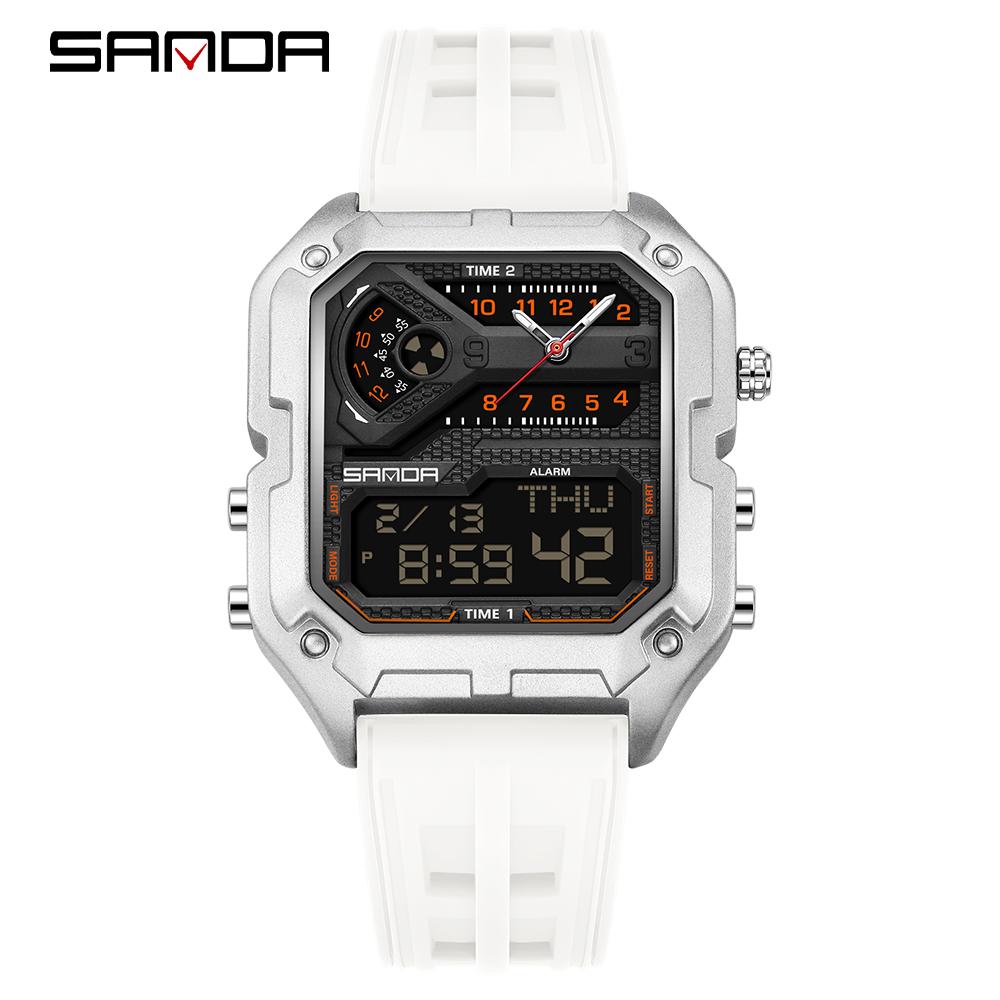 SANDA 6278 Multi functional Square Fashion Electronic Watch Top Men's Watch Waterproof Sports Outdoor Alarm Clock Men's Watch