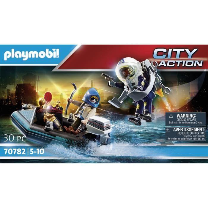 PLAYMOBIL - 70782 - Policier avec réacteur dorsal et canoë