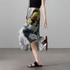 SOFSIL Women's A-Line Artistic Print Pleated Midi Skirt
