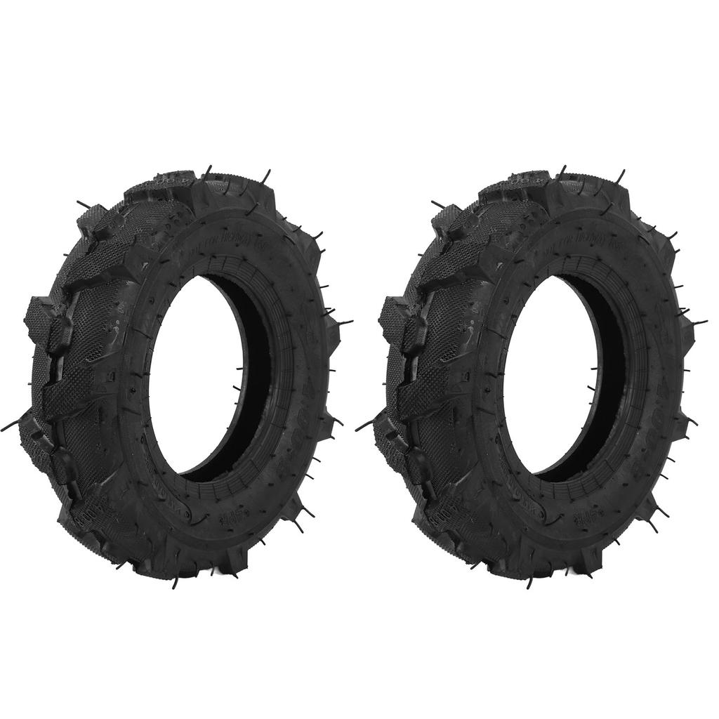 Sada 2 bezdušových pneumatik 4.00 8 4 plátnových s nosností 672 lb Gumová pneumatika pro zahradní traktor pro kultivátor, rýhovač, sněhovou frézu