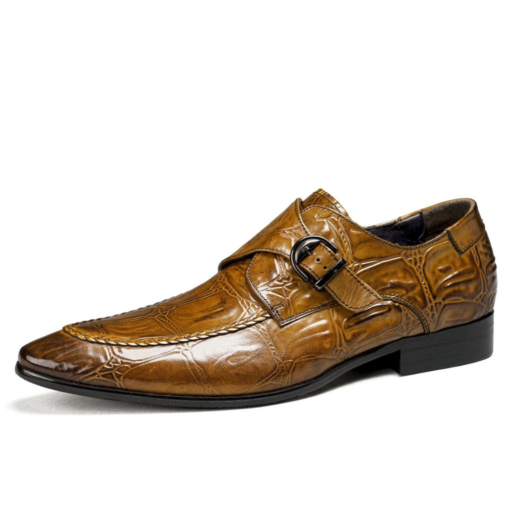 Schnallen-Munch Lederschuhe Herren Echtes Leder Kleiderschuhe Herren Trendige Herren Ein-Pedal Business Casual Schuhe Große Größe Lederschuhe