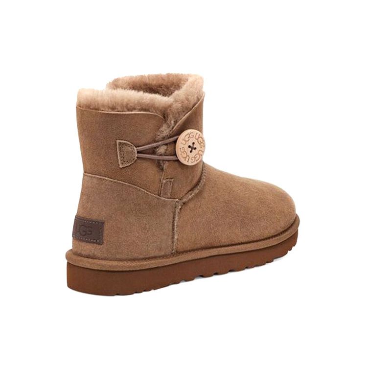 UGG Bailey Button Ii Saueskinn Fritidskomfortable Korte Snøstøvler Dame støvler Valnøtt 1016422-HCK