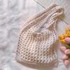 Solid Color Knitting Shoulder Bag Large Capacity Versatile Bohemian Crochet Tote Bag Hollow Out Casual Woven Handbag Women