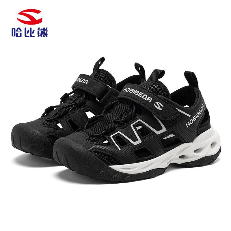 Kids Closed Toe Sport Sandals Breathable Hollow Mesh Beach Shoes Hook And Loop Water Shoes For Boys Girls Summer Outdoor