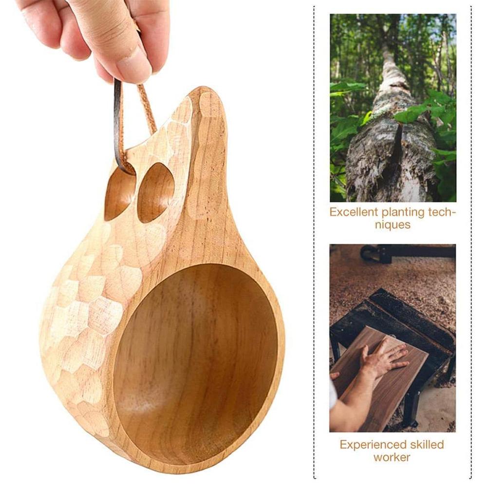 200ml Nordic Style Handmade Wooden Cup Portable Travel Coffee Cup Camping Hiking Survival Tea Cup