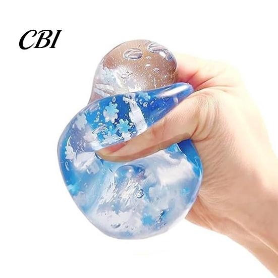 Ice Cube Fidget Toy Stress Balls with Snowflakes Inside, Sensory Squeeze Fidget, Slow Rise Soft for Kids and Adults Anxiety Relief, Birthday