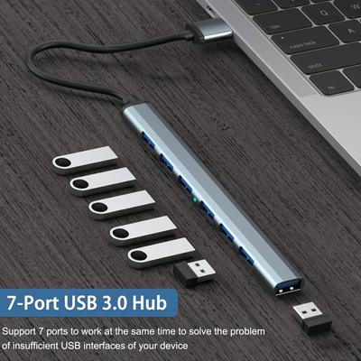 A USB 3.0 Hub, High-speed Data Transfer, Plug and Play, Compact Design, Easy Connection, USB Multi-port Adapter