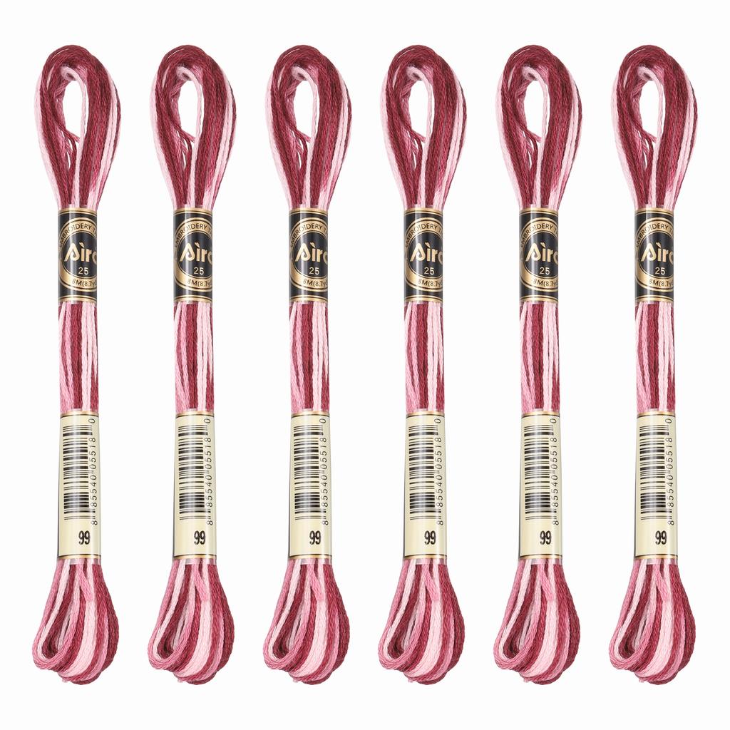 6 Skeins Embroidery Floss, Gradient Colors Polyester Embroidery Threads Bracelets String for Cross-Stitch Hand Embroidery