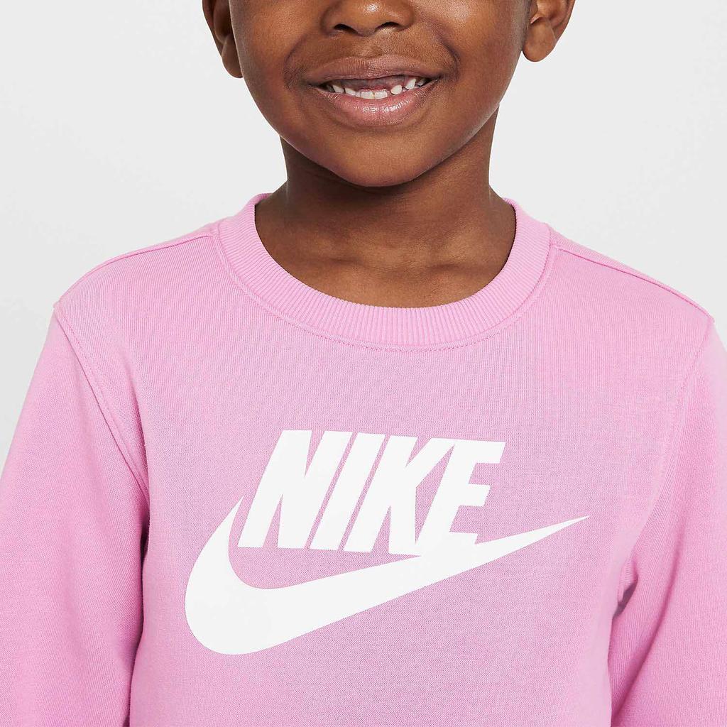 Nike Club Logo Fleece Crewneck Mystery Flamingo Red Kids tops IB2553-646