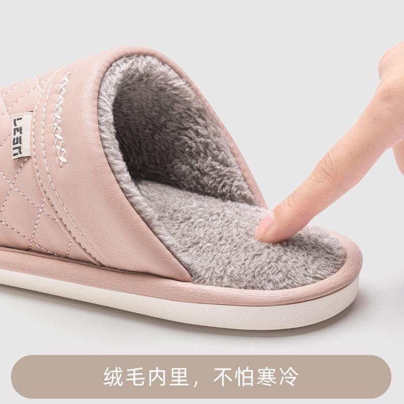 Waterproof Cotton Slippers Women's Autumn and Winter New Indoor Home Non-slip Velvet Warm Wool Slippers Women's Winter