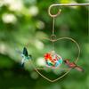 Heart-Shaped Hummingbird Feeder Hanging Water Feeder with Perch Colorful Glass Bottle Wire Frame Hummingbird Feeder for Porch Yard Garden Outdoor