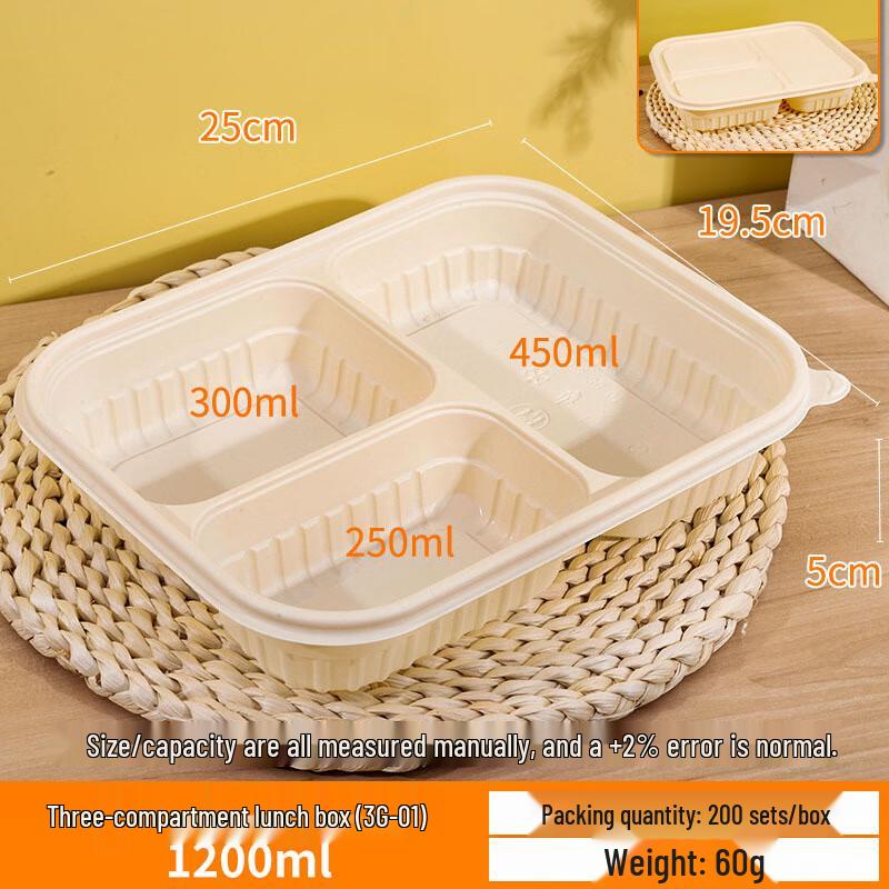 Degradable Corn Starch Disposable Multi-Compartment Takeaway Boxes