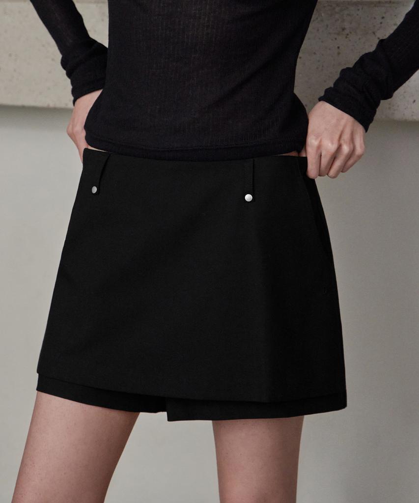 Leondeondada Layered Skirt Pants, Black