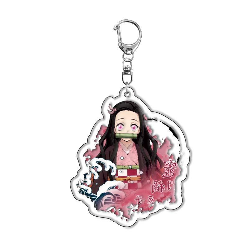 

Demon Slayer Kimetsu no Yaiba Kamado Tanjiro Nezuko Acrylic Key Ring Animation Merchandise Cross Border Ready Stock 55mm