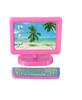 1SET Pink Mini Monitor Keyboard Computer Fax Machine Set For Barbie Dollhouse Miniature Model Toys Accessories Girls Gift