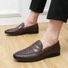 New Men's Weave Pattern Patent Leather Flats Shoes Male Casual Loafers Formal Dress Wedding Footwear Sapatos Tenis Masculino