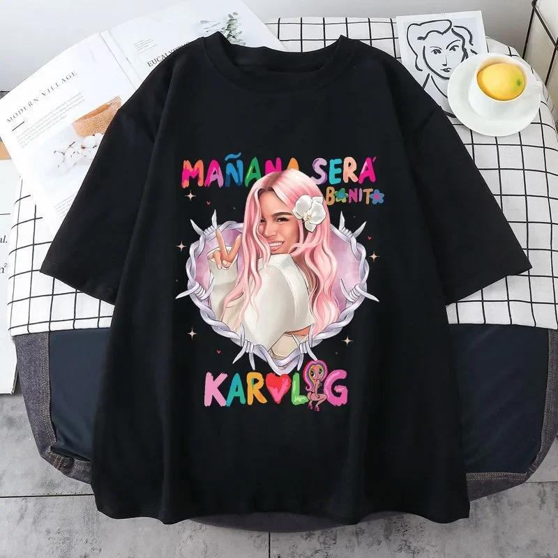 Letní Karol G Bichota Bavlněné tričko s kulatým výstřihem Pánské Dámské Ležérní Kawaii Trička s krátkým rukávem Topy Streetwear Nadměrné y2k Top ropa