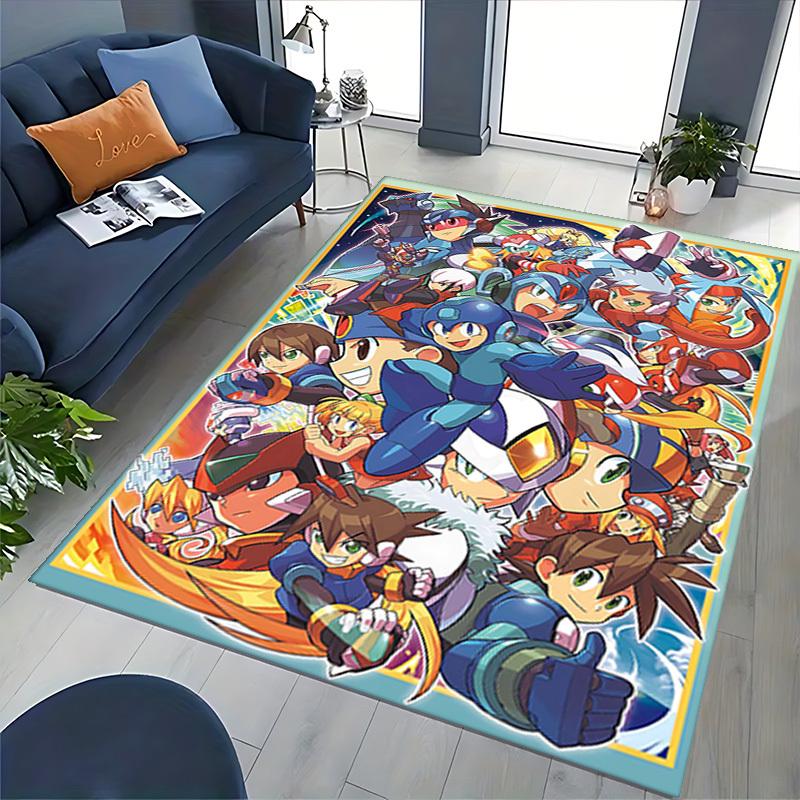 1pc Mega Man Anime Cartoon Design Office Chair Mat Non-Slip Carpet for Home Decor, Living Room, Bedroom, Game Room - Perfect Gift for Fans!Y049